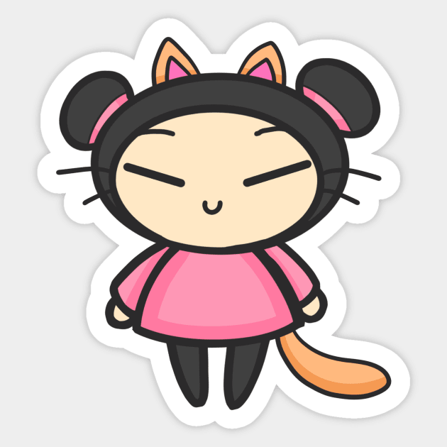 Pink Cat Pucca Pucca Sticker TeePublic